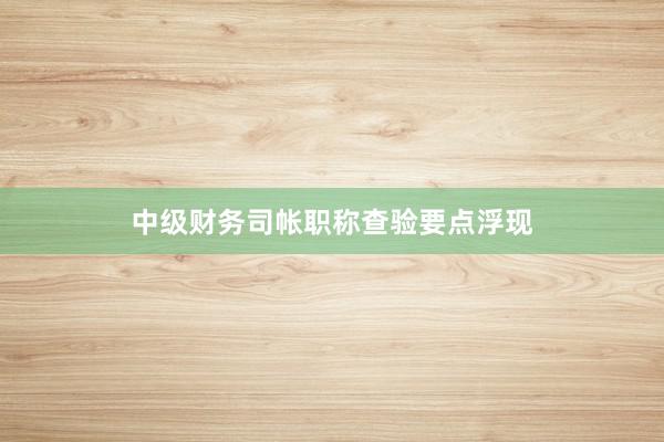 中级财务司帐职称查验要点浮现